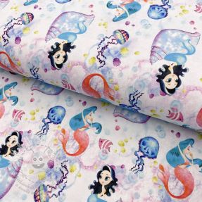 Jersey Snoozy fabrics Mermaids pink digital print
